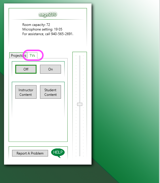 Screenshot of Desktop AV controls for TV