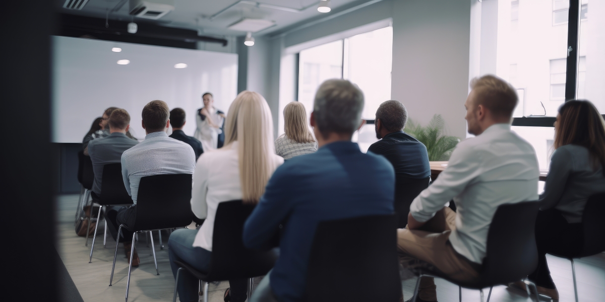 Adults sitting in small classroom 